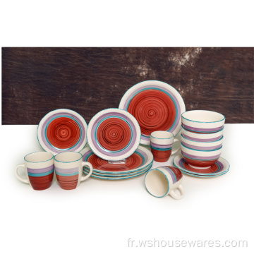 16pcs peindre la main dîner en porcelaine